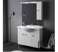 Kiamami Valentina - Meuble de Salle de Bains à Poser avec lavabo en céramique 105cm Blanc Brillant Smeraldo