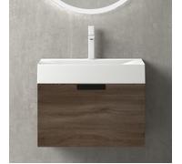 Meuble de salle de bains suspendu marron avec tiroir - MAI & MAI - 60x35cm - Anti-humidité