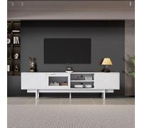 Meuble de salon 200 × 40 × 50,5 cm, meuble TV moderne et épuré, blanc, capacité de charge de 45 kg, 80 pouces