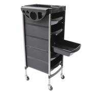 Meuble de salon - Meuble de coiffure - 6 étagères, 5 tiroirs, charge maximale 8 kg, ABS/PP et acier inoxydable, à monter, modèle autonome - Noir