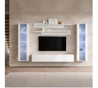 Meuble de salon - Nora blanc - B2 - 2 portes - Bois - Panneaux de particules - Contemporain - Design