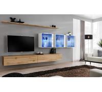 Meuble de salon Style Design moderne Porte TV mural Étagères complètes Armoire murale