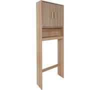 Meuble de toilette Klaus en bois, couleur marron | Ensemble de toilette Klaus en bois, design élégant et pratique, colonne de rangement pour salle de bain, couleur marron