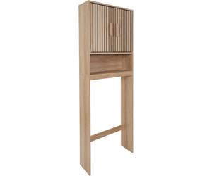 Meuble de toilette Klaus en bois, couleur marron | Ensemble de toilette Klaus en bois, design élégant et pratique, colonne de rangement pour salle de bain, couleur marron