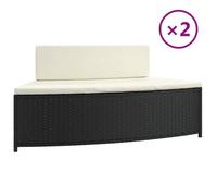 Meuble Déco - Noir Bancs de spa - banc de spa de jardin - avec coussins lot de 2 noir résine tressée luf6094928