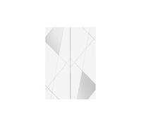 Meuble d'entrée ALTOBUY 2 portes 4 étagères Blanc Laqué Sérigraphies Miroirs 78x36x116cm Blanc