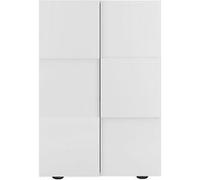 Meuble d'entrée ALTOBUY Rebecca 2 portes 4 étagères Blanc Laqué Relief Damiers 78x36x115,5cm Blanc