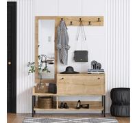 Meuble d'entrée avec porte-manteau et rangement à chaussures DRAGOR Marron