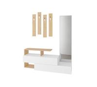 Ramar - meuble d'entrée bois blanc et porte-manteaux