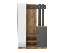Meuble d'entrée design bois et gris miroir ANKA