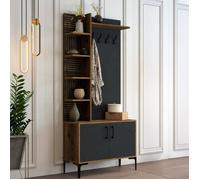 Meuble d'entrée Dghilard - Dmora - En Melaminè - Noyer, Anthracite 90x35h200 cm