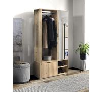 Meuble d'entrée EMILIO coloris chêne artisan 100x33 H.189,4 cm