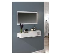Meuble dentree horizontale avec 1 tiroir coloris blanc - Longueur 100 x profondeur 32 x hauteur 25 cm --