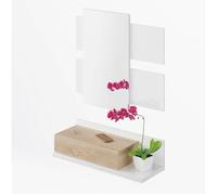 Meuble d'entrée LUZETE SALTHOLMEN Blanc Artik Mat Et Chêne Canadien - 1 tiroir - Contemporain - Design