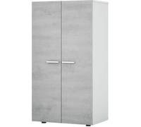 Habitdesign Meuble à chaussures étroit 2 portes, modèle Star, finition blanc brillant et gris ciment, dimensions 103 cm (hauteur) x 55 cm (largeur) x 36 cm (profondeur)