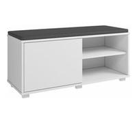 Meuble d'Entrée Meuble bout de Lit 1 Porte 4 Niches Blanc L 90 H 42.5 P 35 cm - L 90 x l 35 x H 42.5 cm blanc G