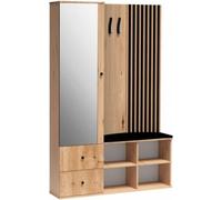 Meuble d'entrée MODERNO coloris chêne artisan 128,5x30 H.195,5 cm