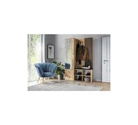 Meuble d'entrée MODERNO coloris chêne artisan 128,5x30 H.195,5 cm