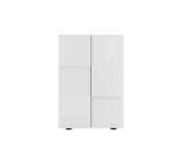Meuble d'entrée Rebecca 2 portes 4 étagères Blanc Laqué Relief Damiers 78x36x115,5cm