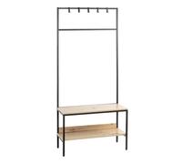 Meuble d'Entrée Vestiaire Miranda 180cm Chêne & Noir