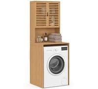 IDMarket - Meuble Dessus de Machine à Laver Bambou BEA avec Placard