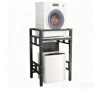 Meuble Dessus Machine a Laver etagere machine a laver rangement étagère Superposition Linge Rangement pour Machine à Laver - Réglables Capacité de Charge 300kg pour Balcon Buand BlackFrame+WhiteTop B