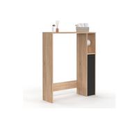Meuble dessus WC WALLIS avec placard façon hêtre et noir