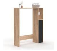 Meuble dessus WC WALLIS avec placard façon hêtre et noir Noir