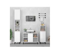 Meuble d'évier blanc brillant 80x33x60 cm bois d'ingénierie821294