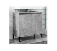 Meuble d'évier gris béton 58x33x60 cm bois d'ingénierie, meuble de lavabo de salle de bain, meuble de salle de bain, 857116