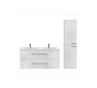 Meuble double vasque 120 cm JACOB DELAFON Ola up + colonne de salle de bain blanc