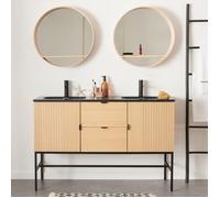 Meuble double vasque 140cm chêne STUDIO sur pieds avec plan vasque en résine