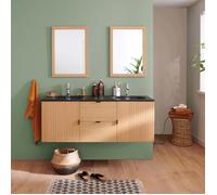 Meuble double vasque 140cm chêne STUDIO suspendu