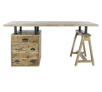Meuble du bureau, table de bureau en bois de manguier coloris naturel et métal noir - longueur 160 x profondeur 80 x Hauteur 75 cm