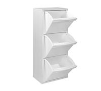 Meuble en bois tri sélectif 3 compartiments 25 x 40 cm H 101 cm (blanc)