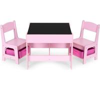 Meuble enfant - table + 2 chaises avec tableau rose ECOTOYS
