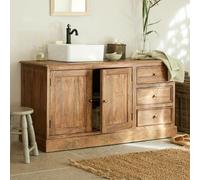 Meuble et vasque Dorchester marron/blanc H/L/P env. 90.5/145/55 cm