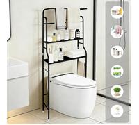 Meuble etagère dessus toilettes WC-MENGDA-Sans perçage-3 niveau- Peu encombrant- 47*25*160cm-Noir