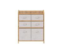 - Meuble étagère double 6 paniers - Banc et Marron - MIX'N MODUL