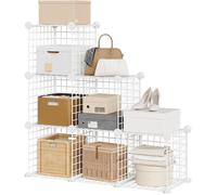 MEUBLE ETAGERE-Étagère de rangement en grille métallique,Range-étagère 6 casiers métallique PVC,Meuble de rangement escalier,blanc