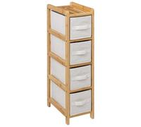 Meuble étagère fine 4 paniers - Banc et Marron
