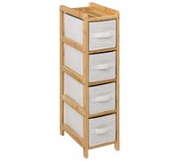 Meuble étagère fine 4 paniers - Banc et Marron