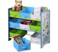 Meuble étagère pour chambre d'enfant - 9 paniers - Bois coloré bleu