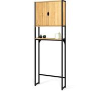 Meuble étagère WC et salle de bain effet bois et métal FACILITYS noir 64 5 x 178 5 cm placard et barre réglable