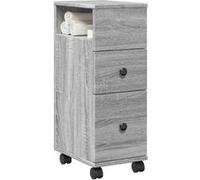 vidaXL Meuble étroit de salle de bain à roulettes Sonoma Gris
