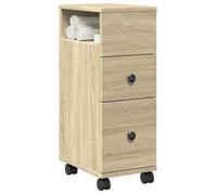 Meuble étroit de salle de bain à roulettes - vidaXL - Chêne sonoma - 23x33x65 cm - Bois d'ingénierie - 2 tiroirs