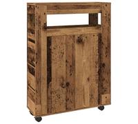 vidaXL Meuble étroit de salle de bain à roulettes vieux bois Marron G
