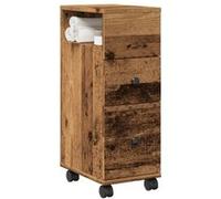 vidaXL Meuble étroit de Salle de Bain à roulettes Vieux Bois, Rangement de Salle de Bain étroite, Rangement de Salle de Bain étroit, Armoire de Salle de Bain Mince