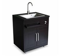 Meuble évier 2 portes pour cuisine extérieure noir Memphis - Oviala