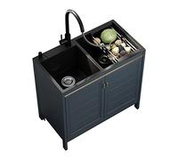 Meuble Evier Cuisine Professionnel Extérieur Évier De Jardin Lavabo En Acier Inoxydable Évier À Un Seul Bol Avec Égouttoir À Crépine Pour Extérieur, Intérieur, Garage, Cuisine ( Color : A , Size : 35*